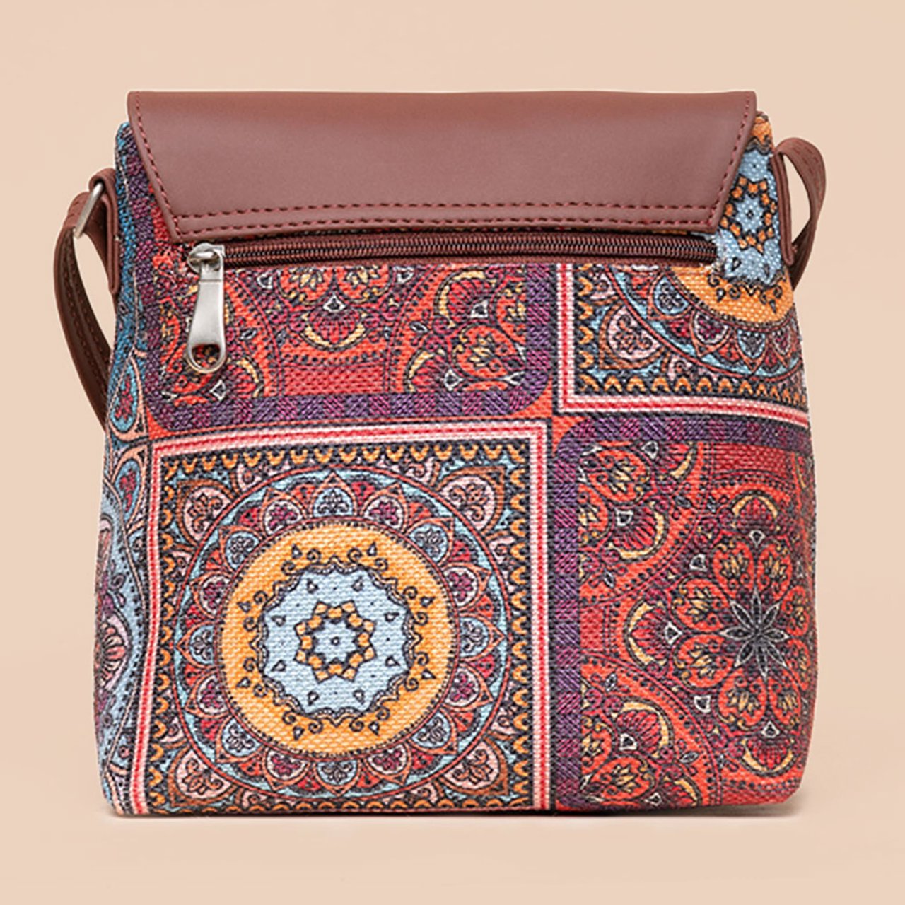 Multicolor Mandala Print Flap Sling Bag