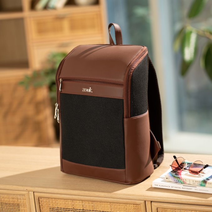 Amalia Laptop Backpack (Brown) - Jet Black
