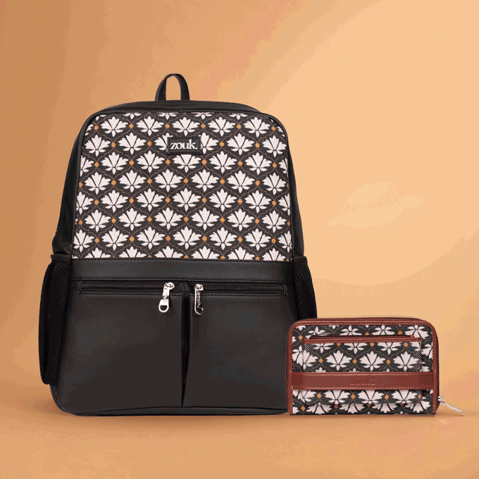 Bidri Kaiser Office Backpack & Bidri Kaiser Classic Zipper Wallet Combo
