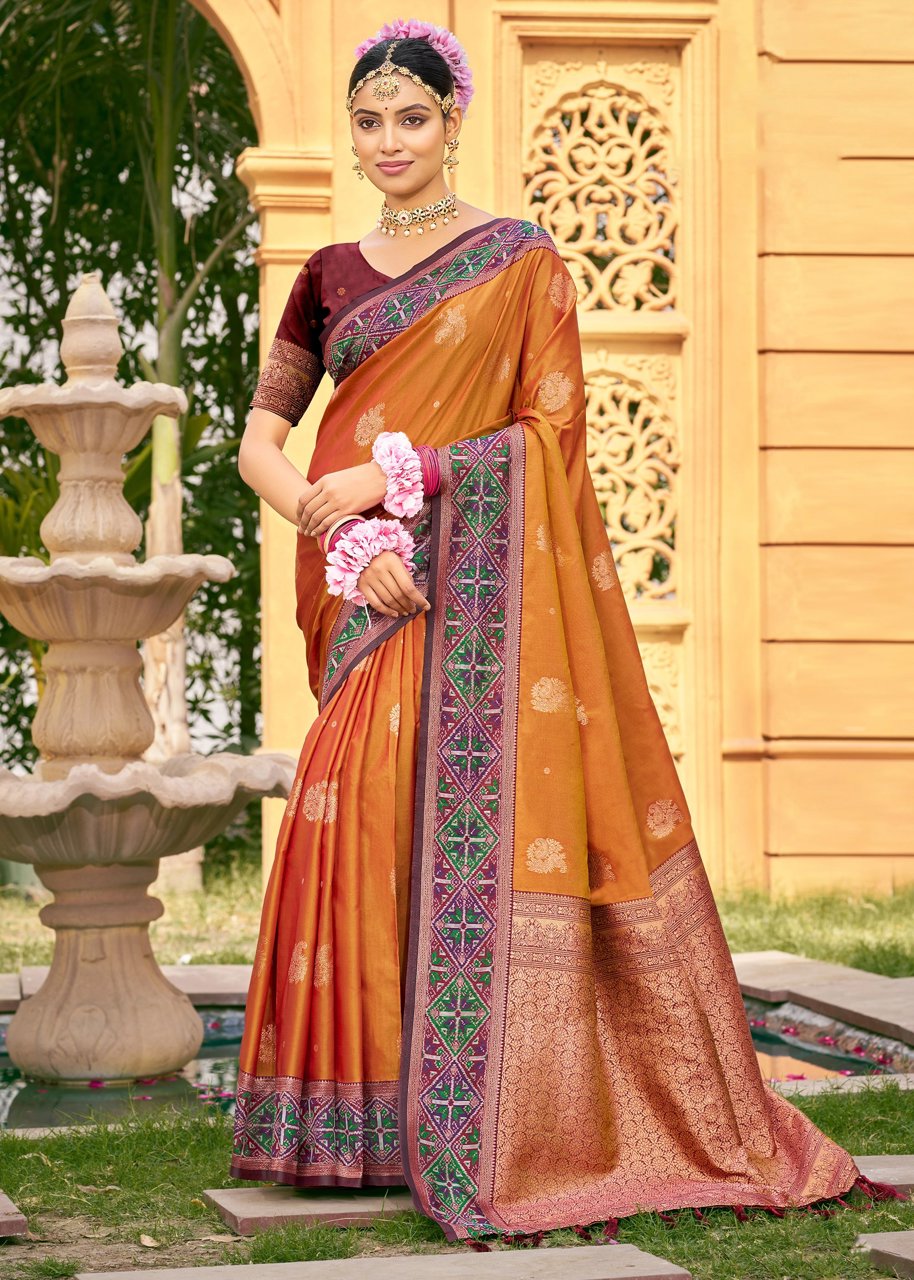 Brown Woven Banarasi Silk Saree