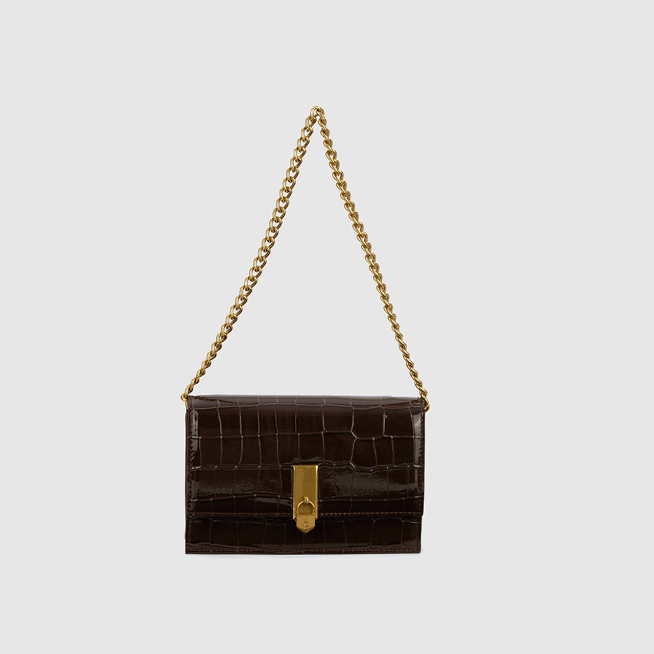 Mila Shoulder Clutch - Brown