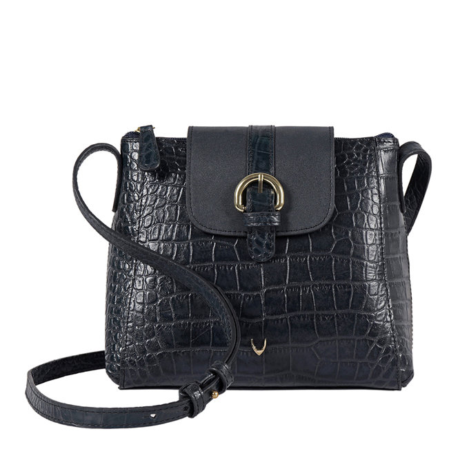 Ee Lyra Blue Leather Sling Bag