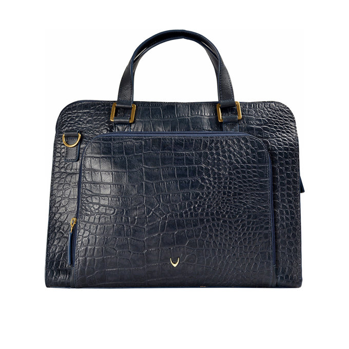 Biscotte 02 Blue Leather Laptop Bag