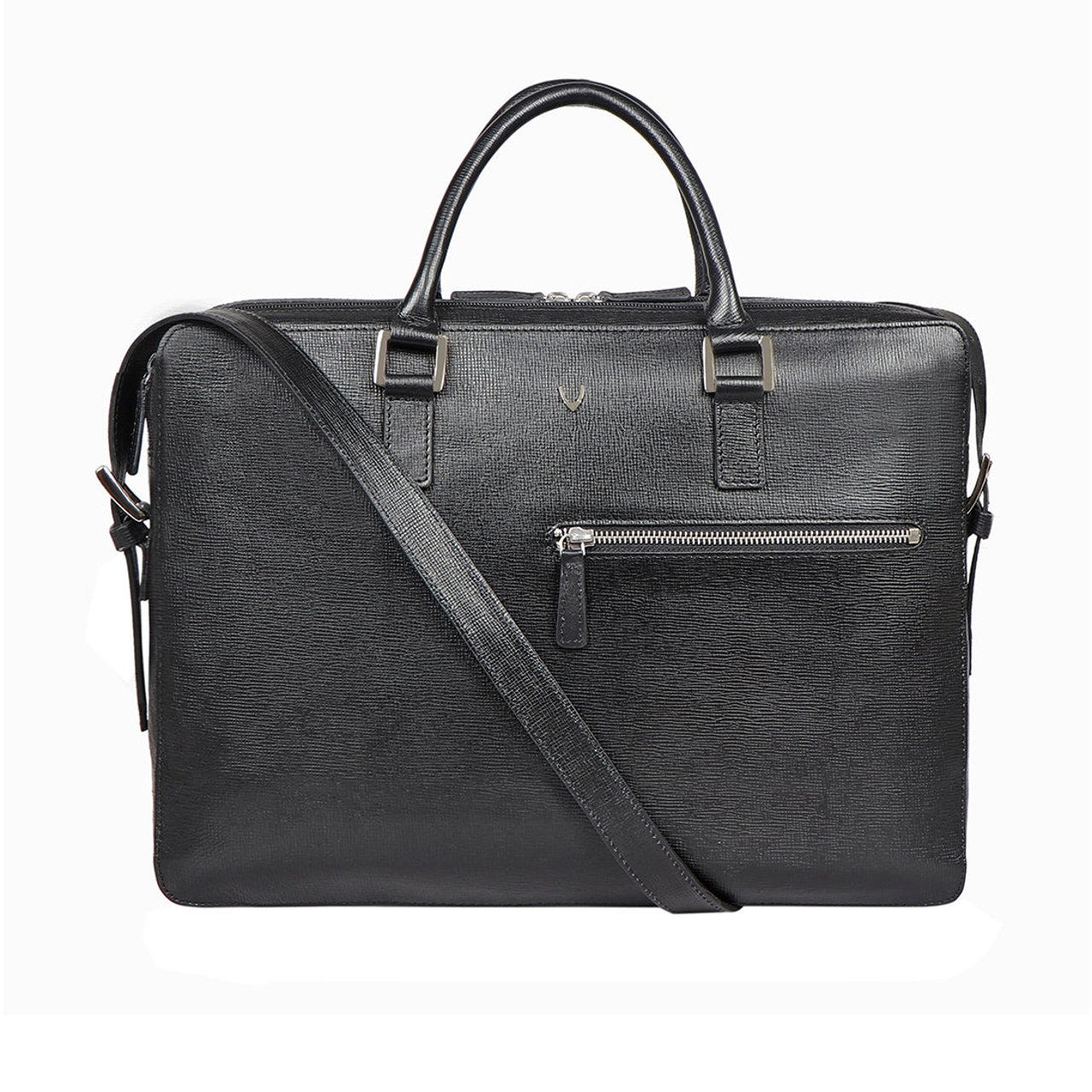 Enzo 01 Black Leather Laptop Bag