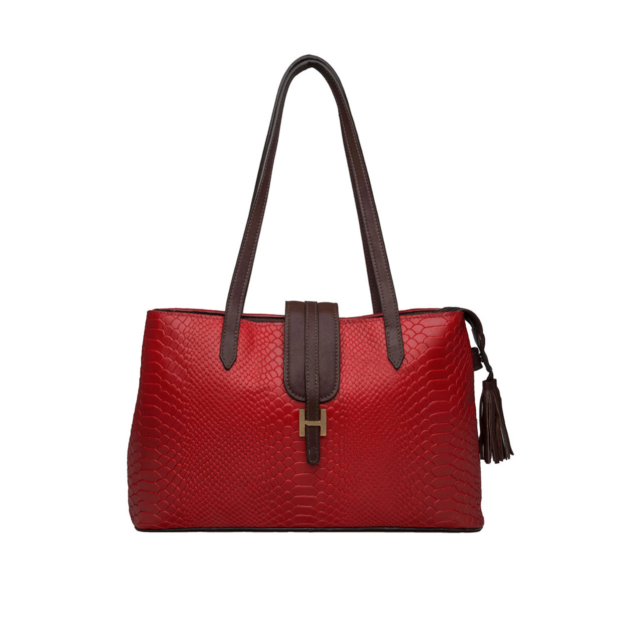 Ee Silvia 02 Red Leather Tote Bag