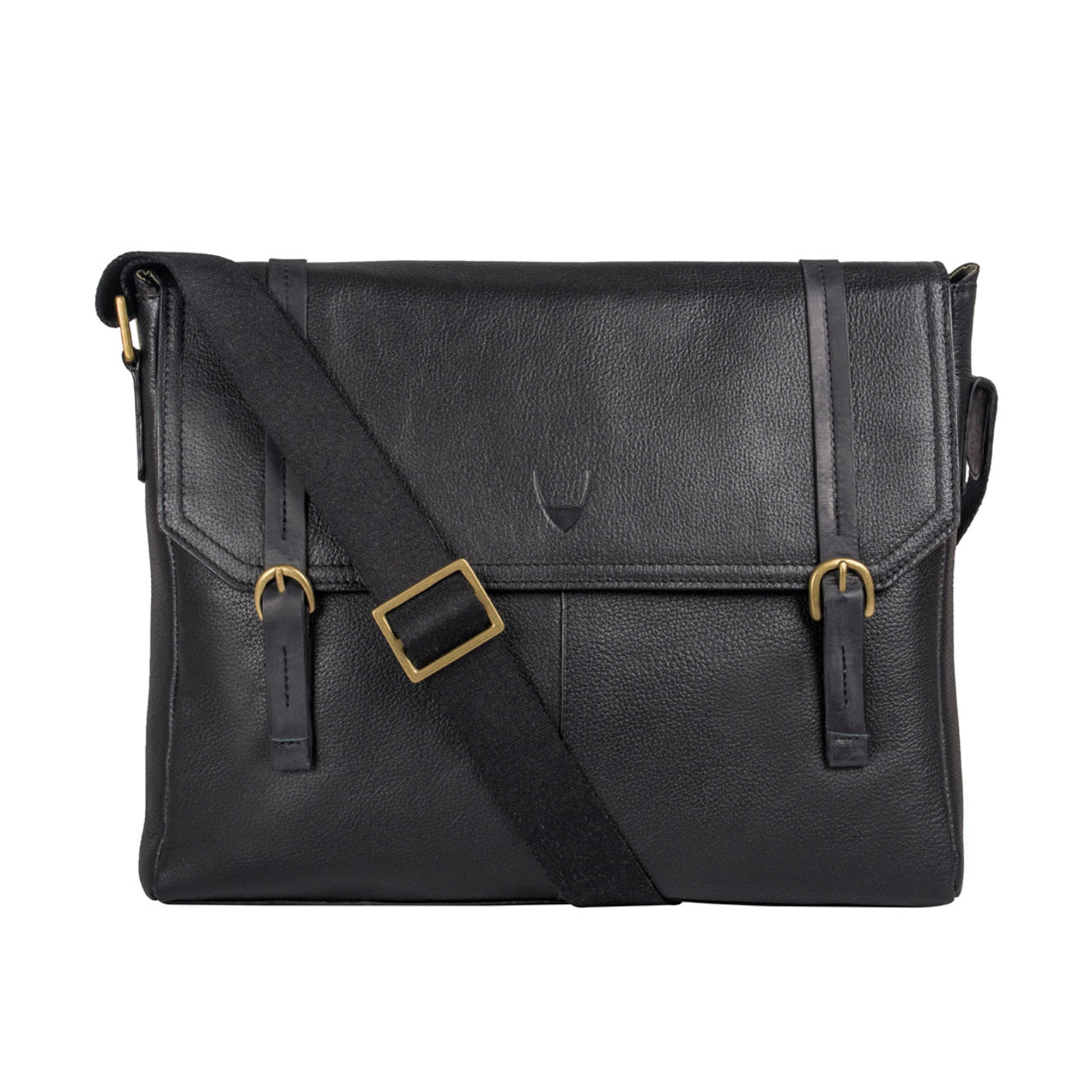 Ee Fleet Street3 Black Leather Messenger Bag
