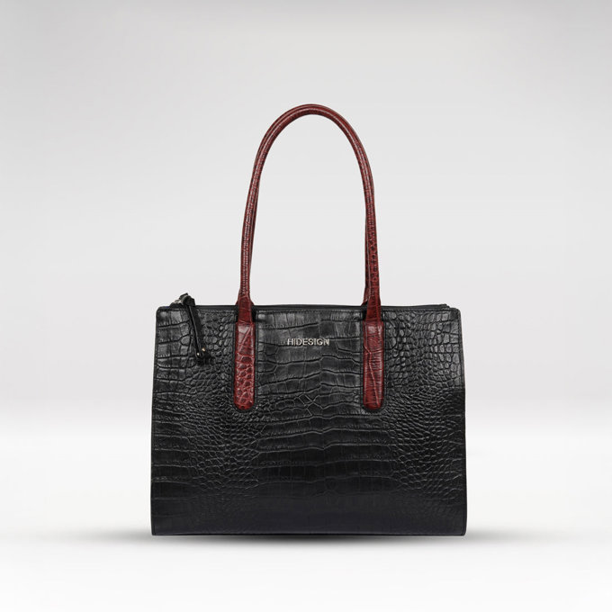 Casino 03 Black Leather Tote Bag