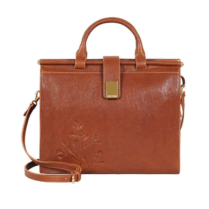 Bloom - 01 Orange Leather Laptop Bag