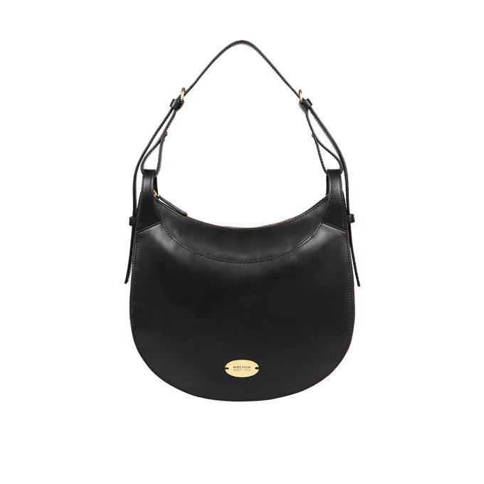 Dinah 02 Black Leather Shoulder Bag