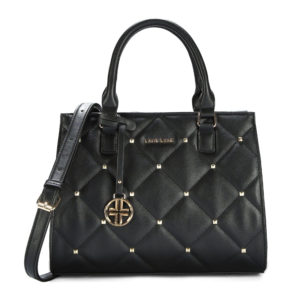 Stud Shelly Medium Black Handbag