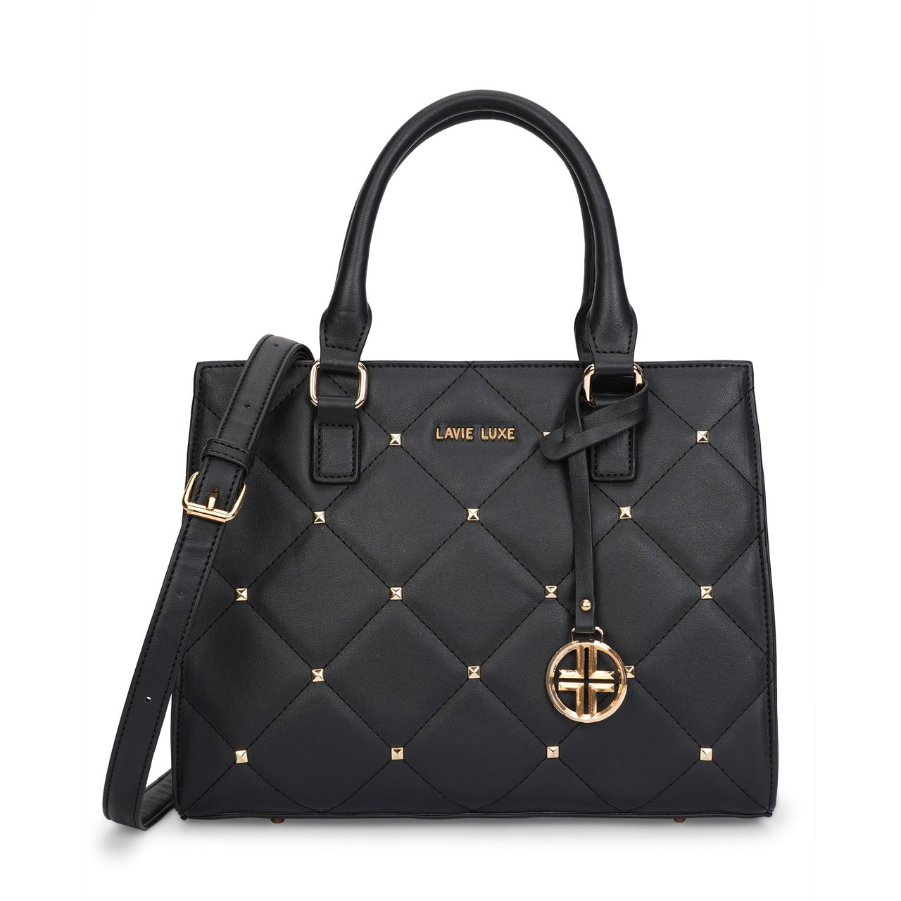 Stud Shelly Medium Black Handbag