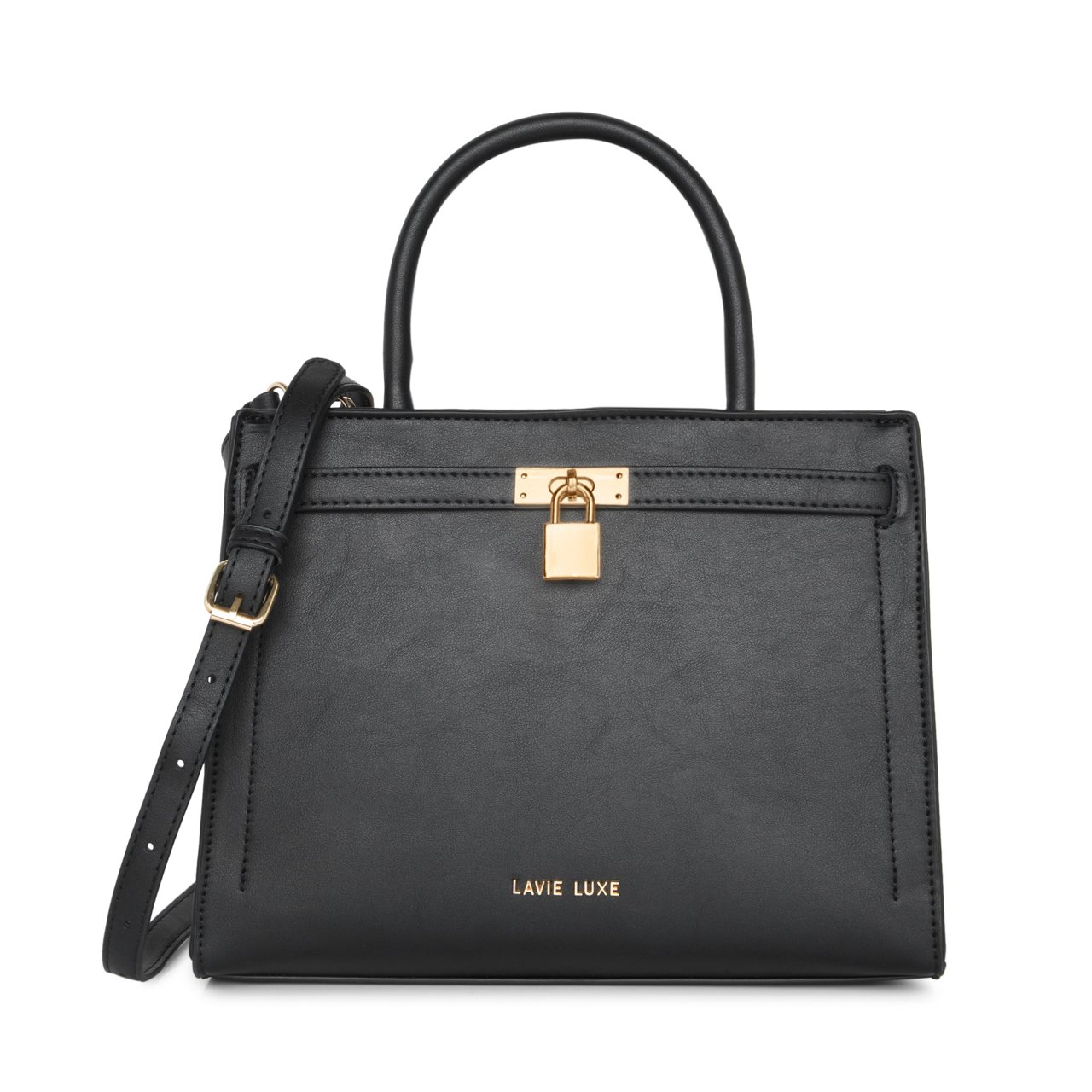 Lock Medium Black Handbag