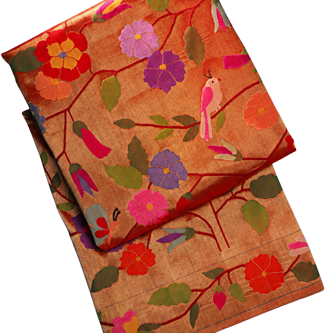 Paithani Silk All Over Tissue Dual Colour Saree with Akruti Border