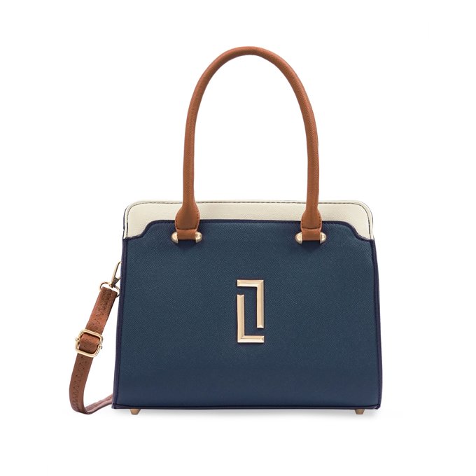 Ameen 3 Compartment Medium Navy Handbag