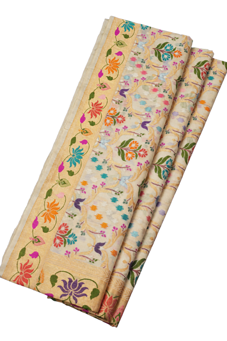 Banarasi Organza Tissue Saree with Meenakari and Jamdani Weaving