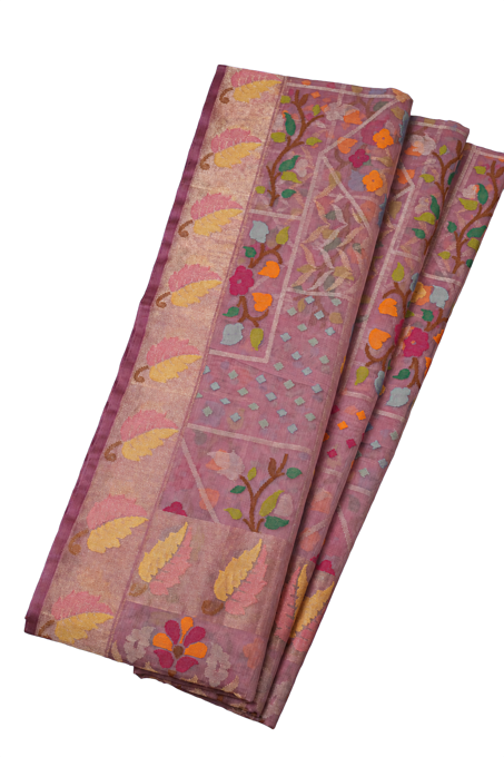 Banarasi Organza Tissue Saree with Meenakari and Jamdani Weaving