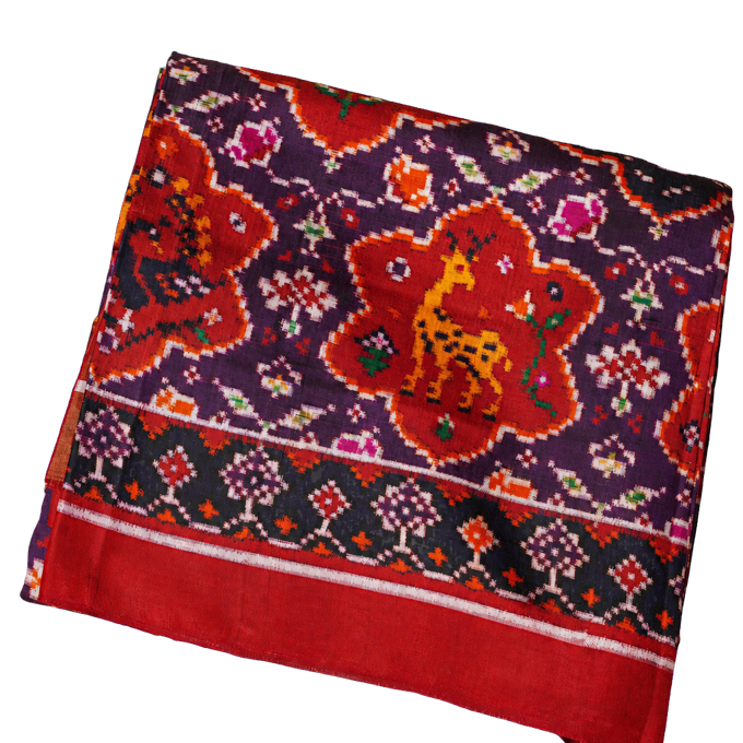 Patan Patola Silk Multi Colour Double Ikat Saree