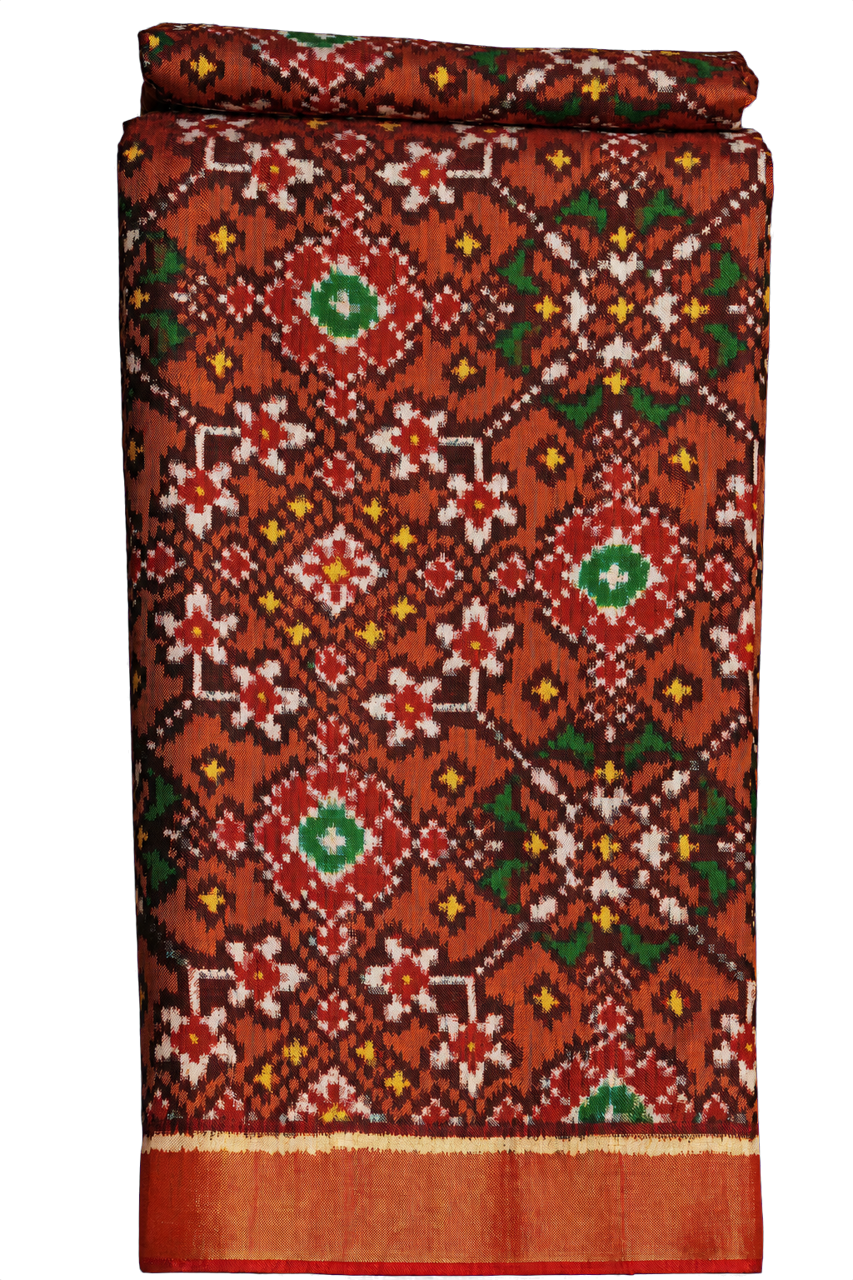Patan Patola Silk Maroon Double Ikat Saree
