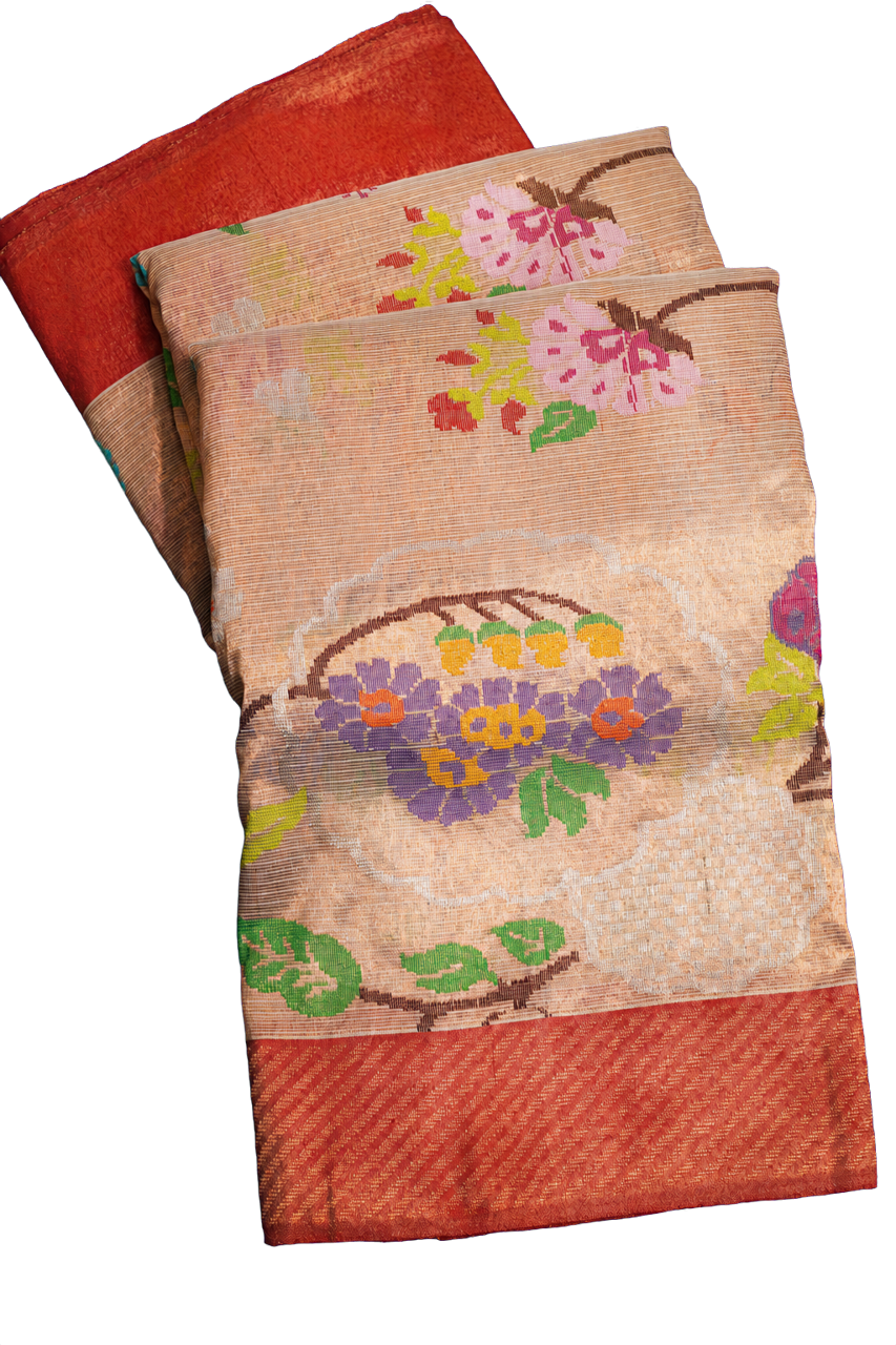 Zari Kota Light Peach Saree