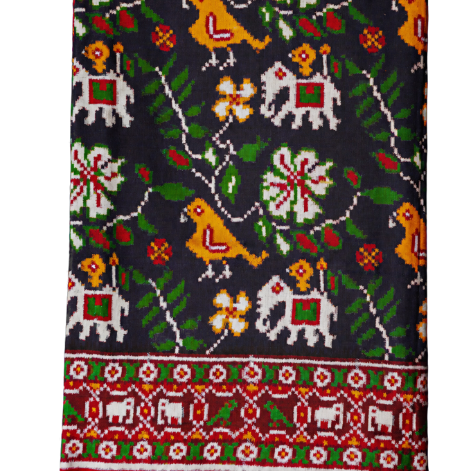 Patan Patola Silk Navy Blue Double Ikat Saree