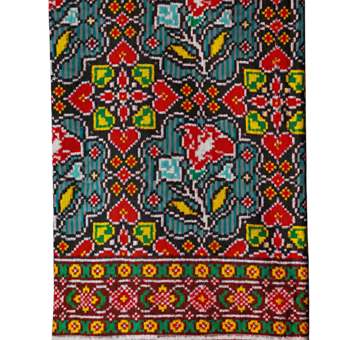 Patan Patola Silk Multi-Colour Double Ikat Saree