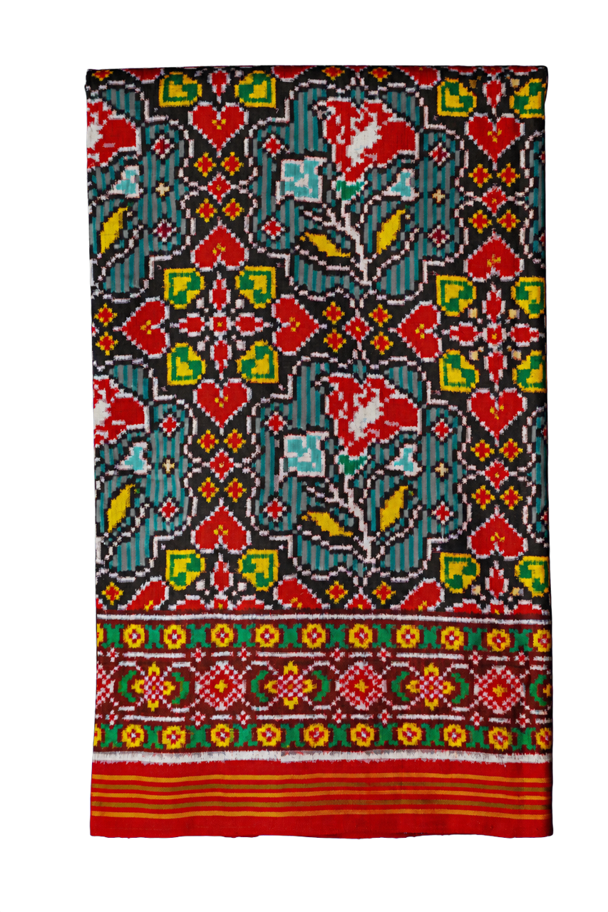 Patan Patola Silk Multi-Colour Double Ikat Saree