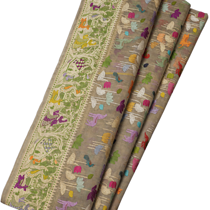 Banarasi Organza Tissue Saree with Jamdani Weaving