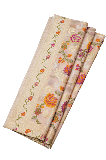 Banarasi Organza Tissue Saree with Meenakari and Jamdani Weaving