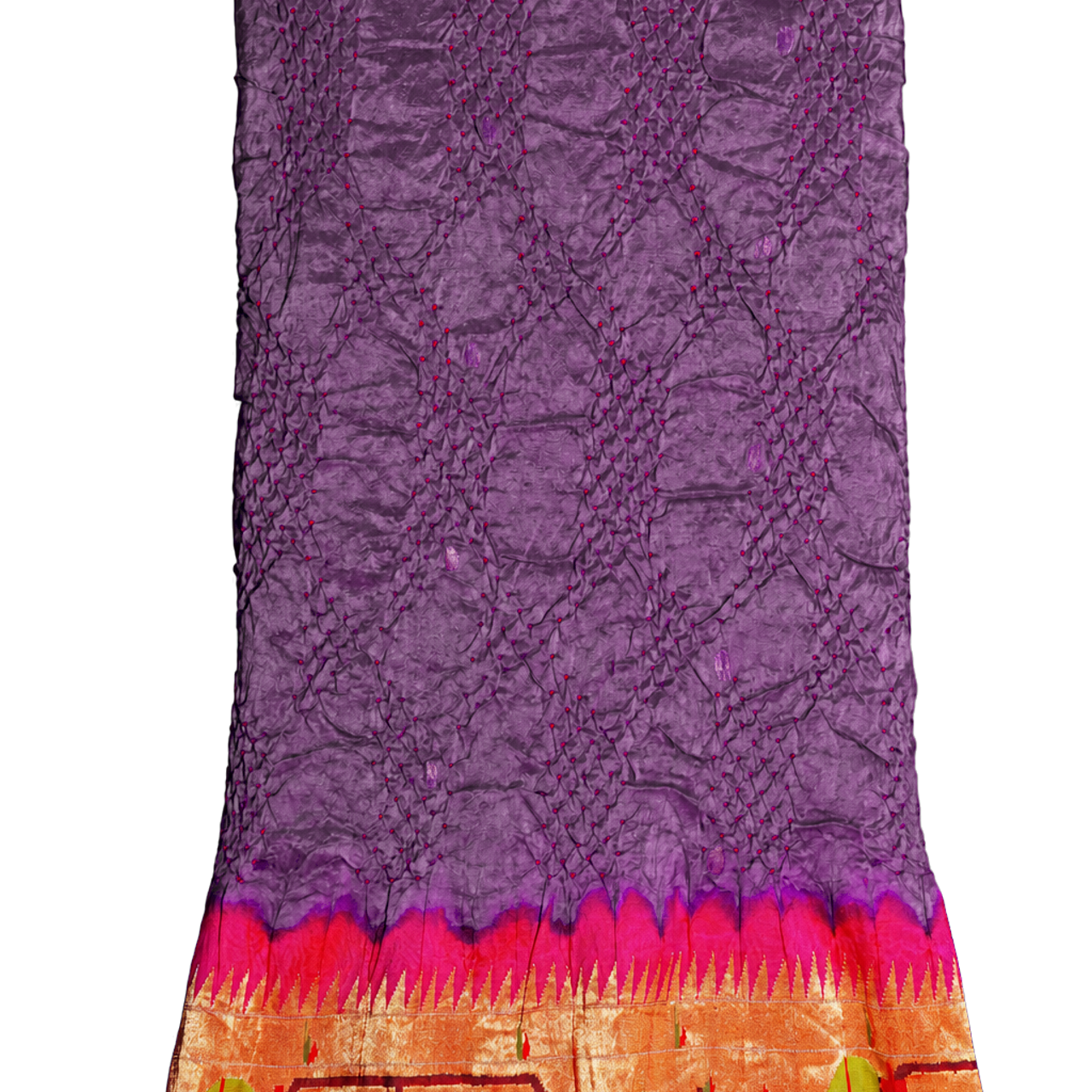 Bandhani Silk Navy Blue Saree with Paithani Border