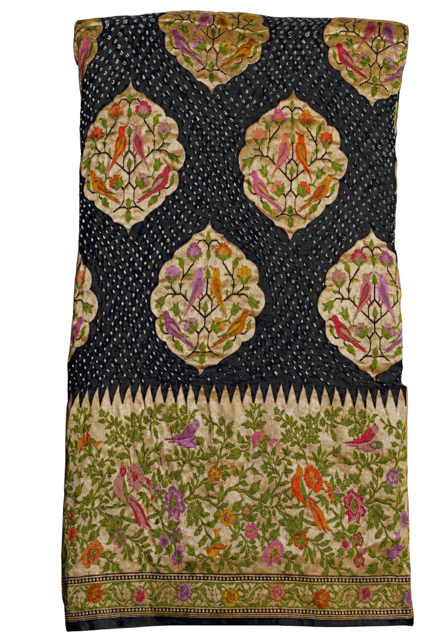 Bandhani Silk Navy Blue Saree