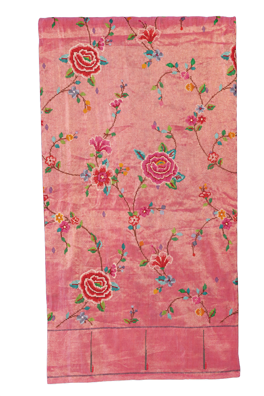 Fusion Paithani Silk Baby Pink Saree with Thread Work and Muniya Border