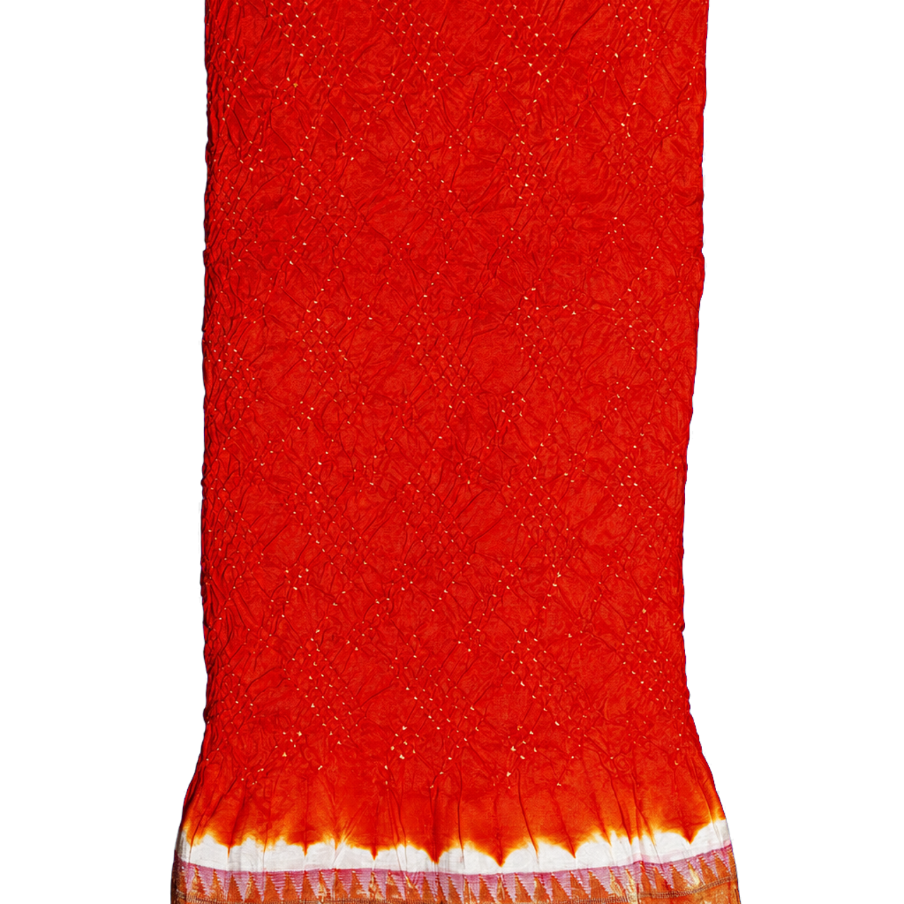 Bandhani Silk Red Saree with Paithani Border