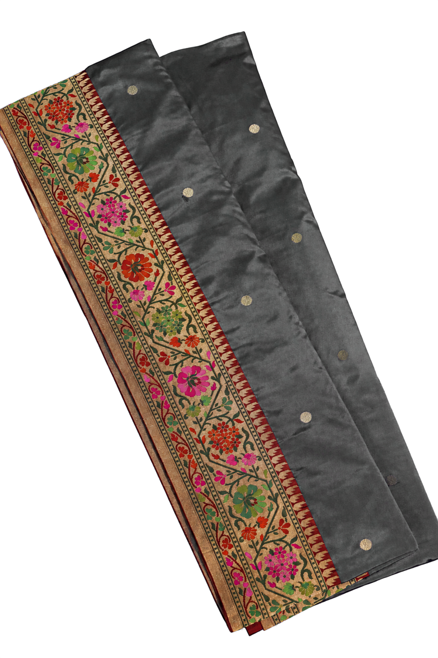 Banarasi Navy Blue Saree with Zari Buttis